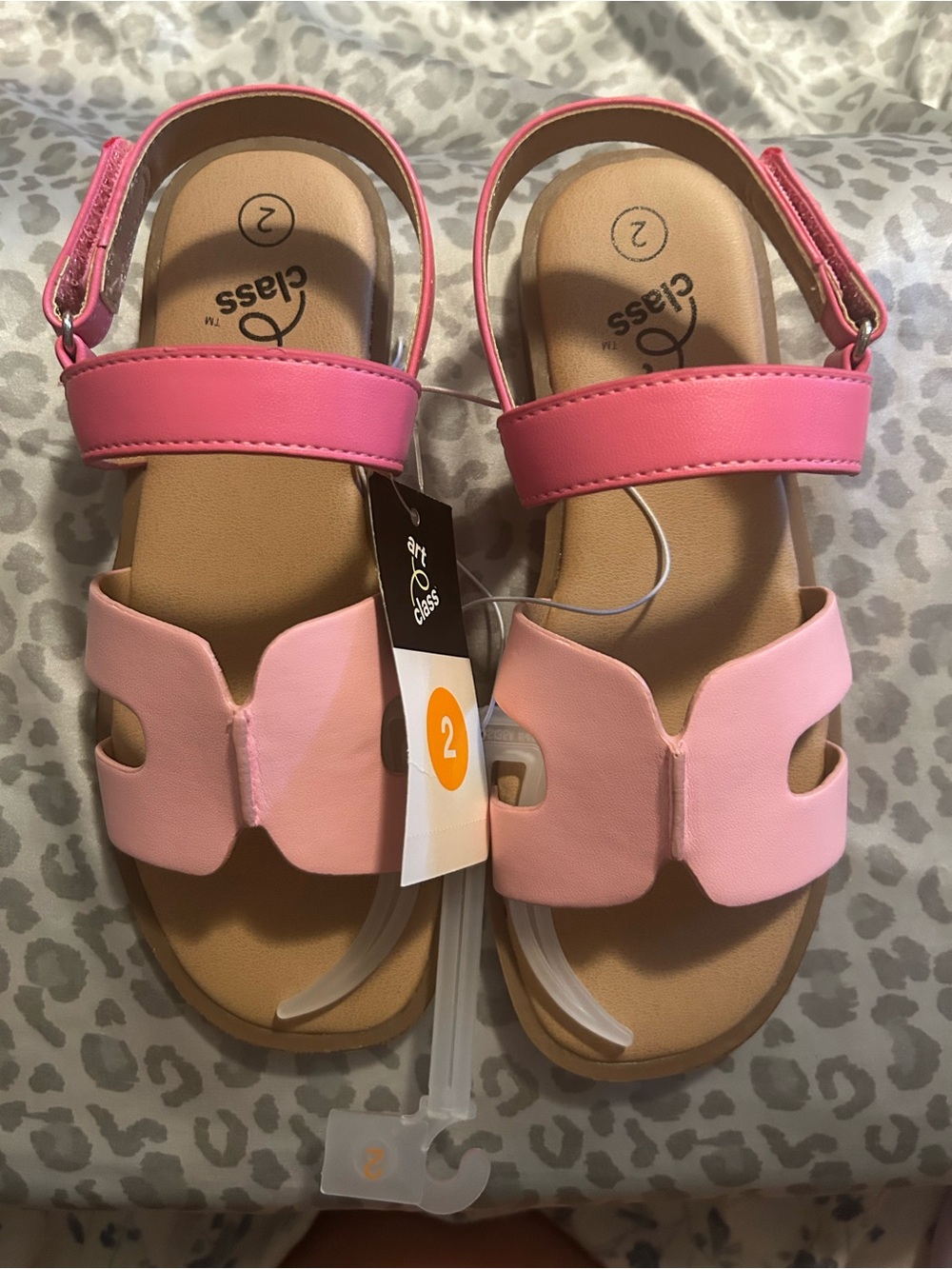 art class Pink Dual-Tone Girls' Sandals with Ankle Strap